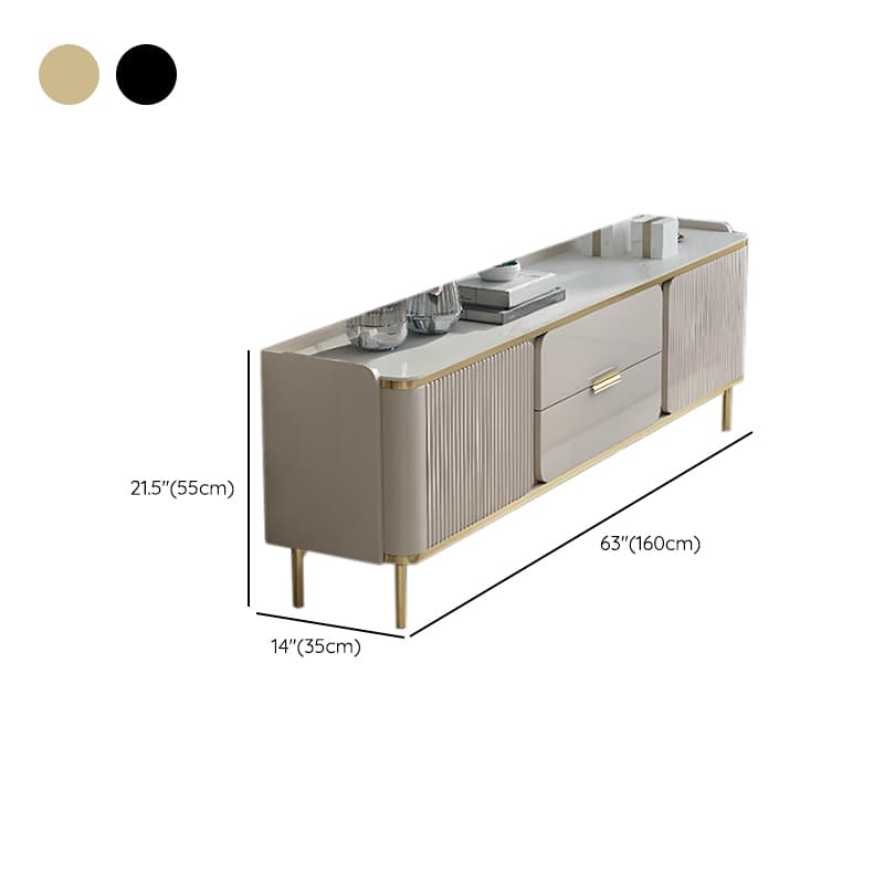 Chalk Art Deco Sintered Stone TV Stand for Sitting Room with 4/3 Drawers, 2 Cabinets, and Gate Doors - image 8