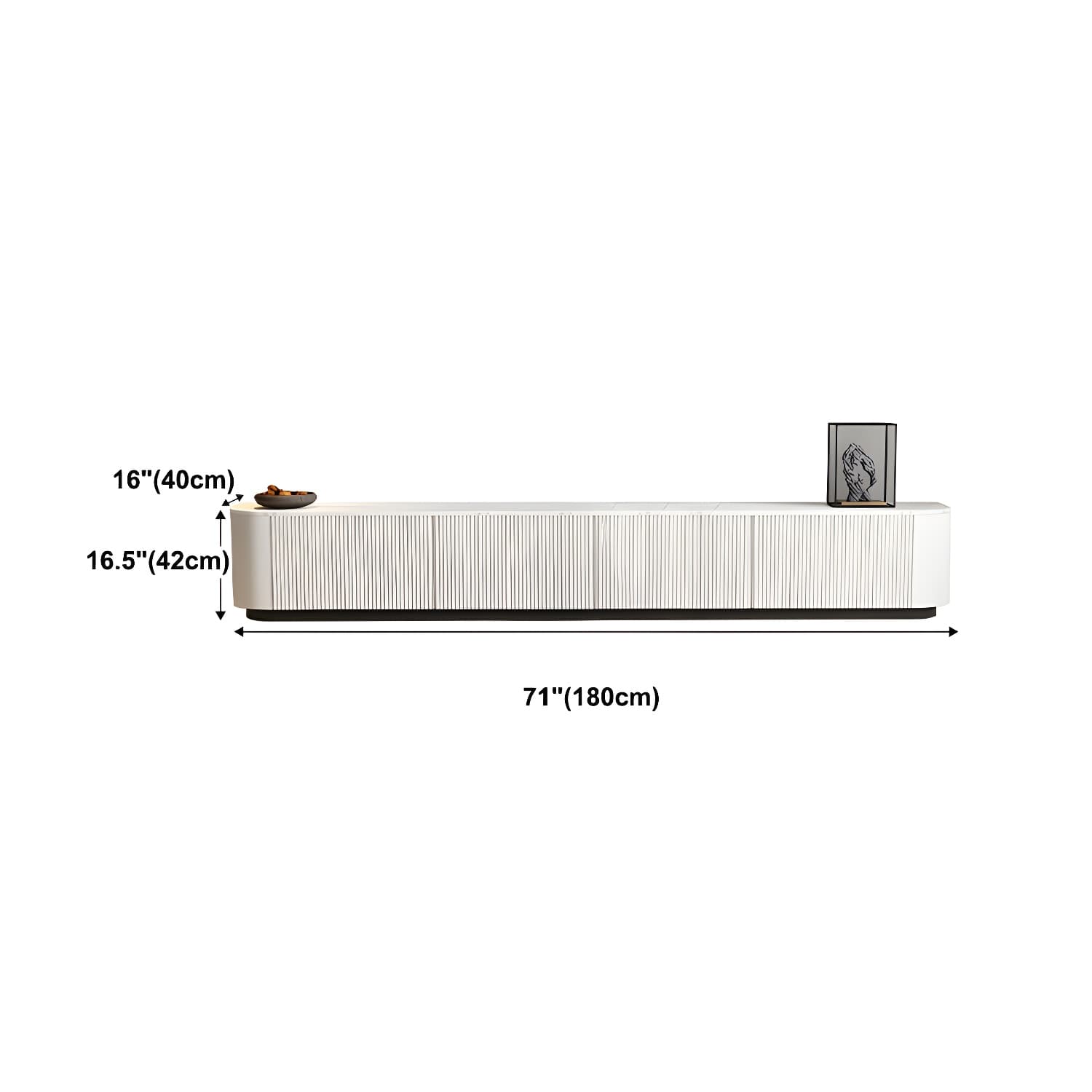 Modern White TV Media Stand 16" W Enclosed Storage Stone TV Stand with Drawers - image 15