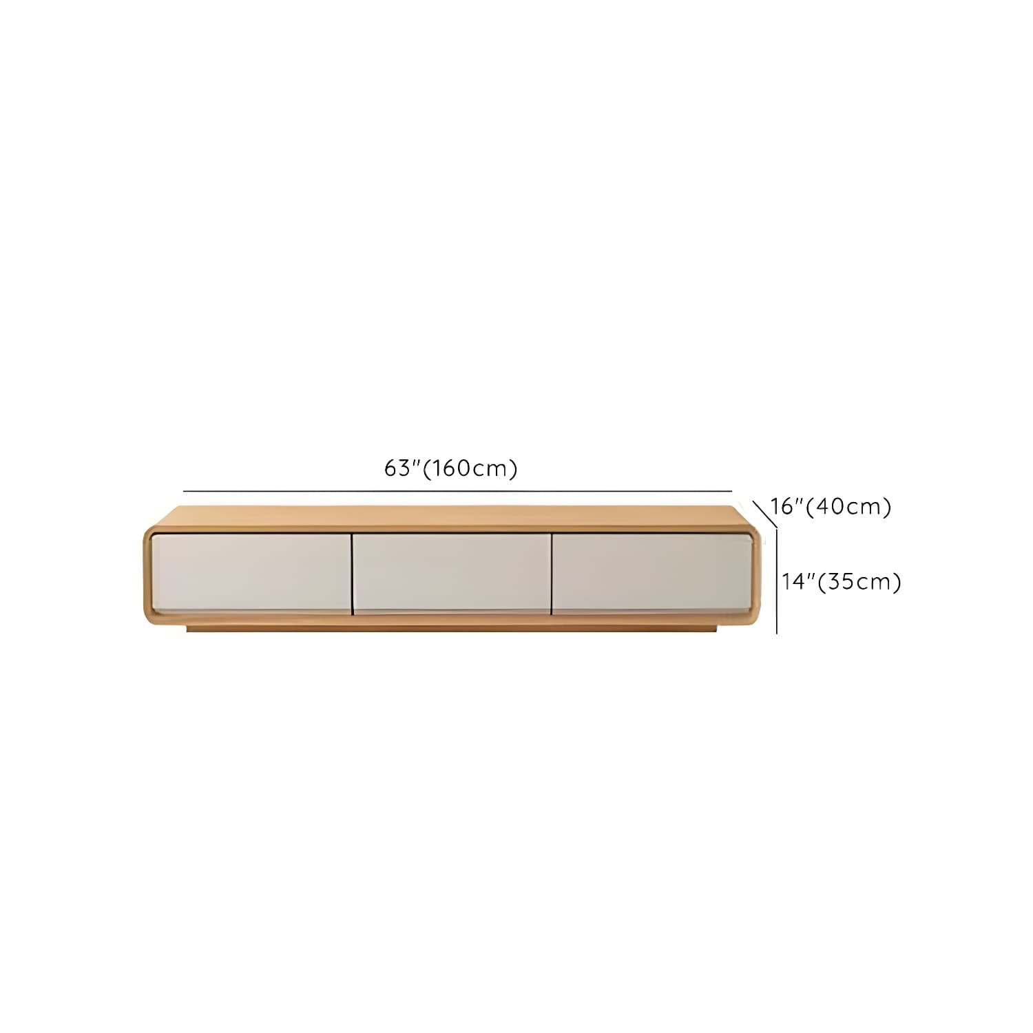 Contemporary Oblong Wood TV Stand in Natural and White with Drawers - image 13