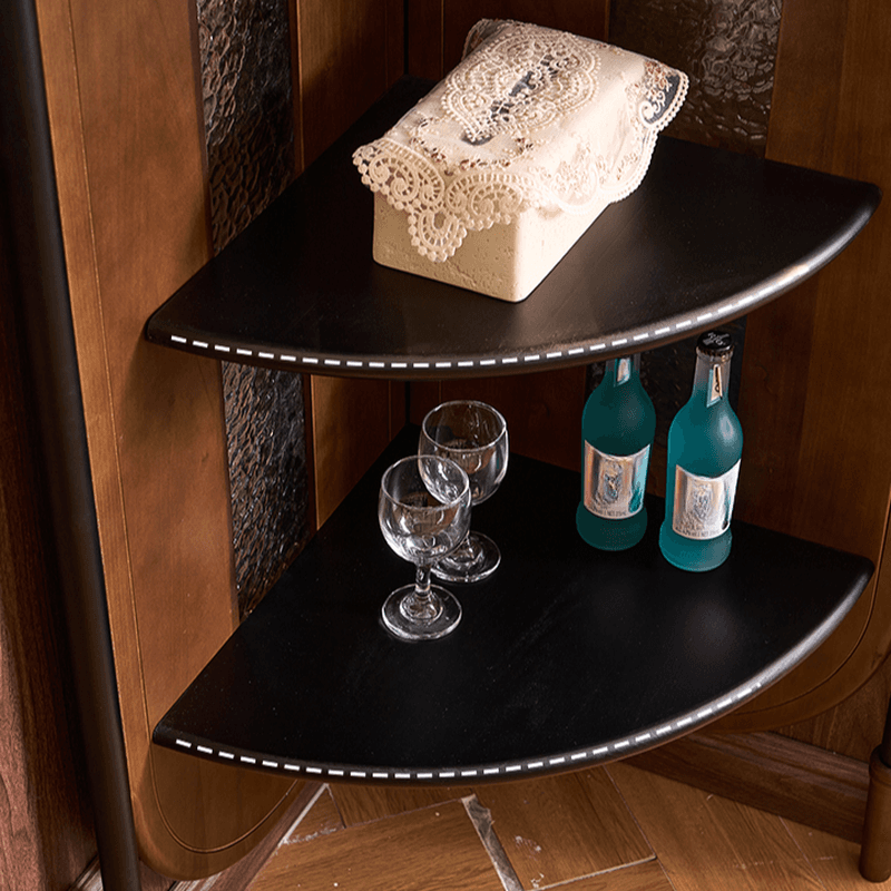 Modern Simple Style Nook Decorative Cabinet with 4 Exterior Shelves, Natural Wood Countertop, and Matte Black/Sepia Top - image 9