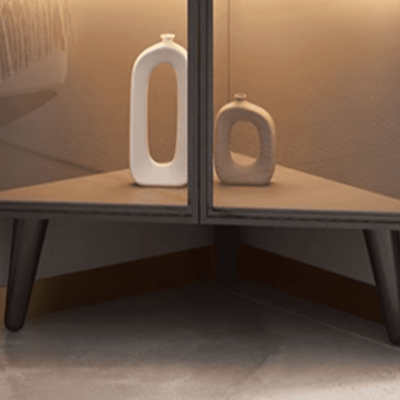 Dove Grey Scratch-immune Corner Accent Cabinet with Cabinet, Glass-panel Door, Adjustable Shelving and Handle Bars - image 7