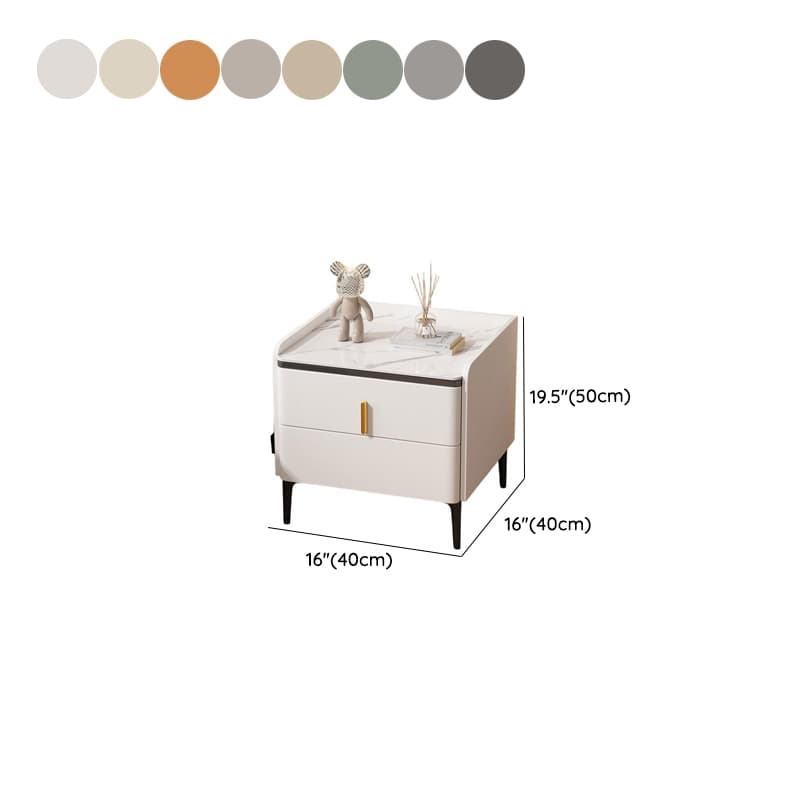 Minimalist 2 Tiers Drawer Storage Bedside Table with Faux Marble Countertop - image 16