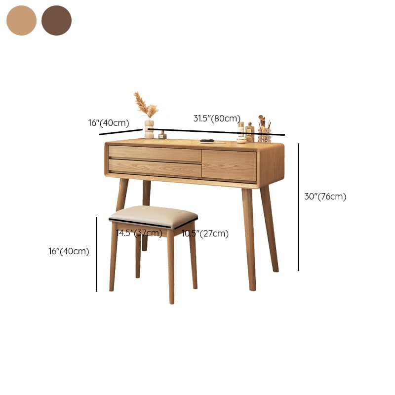 Art Deco Timber Natural/White/Brown Makeup Vanity Set/Makeup Vanity Table with 3 Drawers - image 22