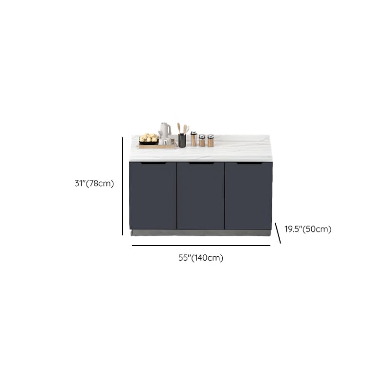 Grey Simple Sideboard with Standard/Narrow Size, 1 Shelf, Sintered Stone Countertop, and Multiple Doors Larder Storage - image 14