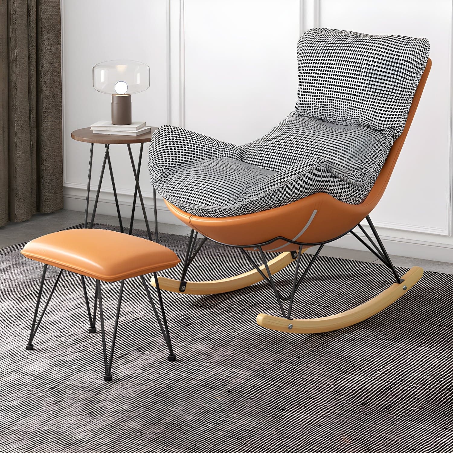 Solid Wood Rocking Chair Contemporary Rocker Chair with Padded Seat - image 7