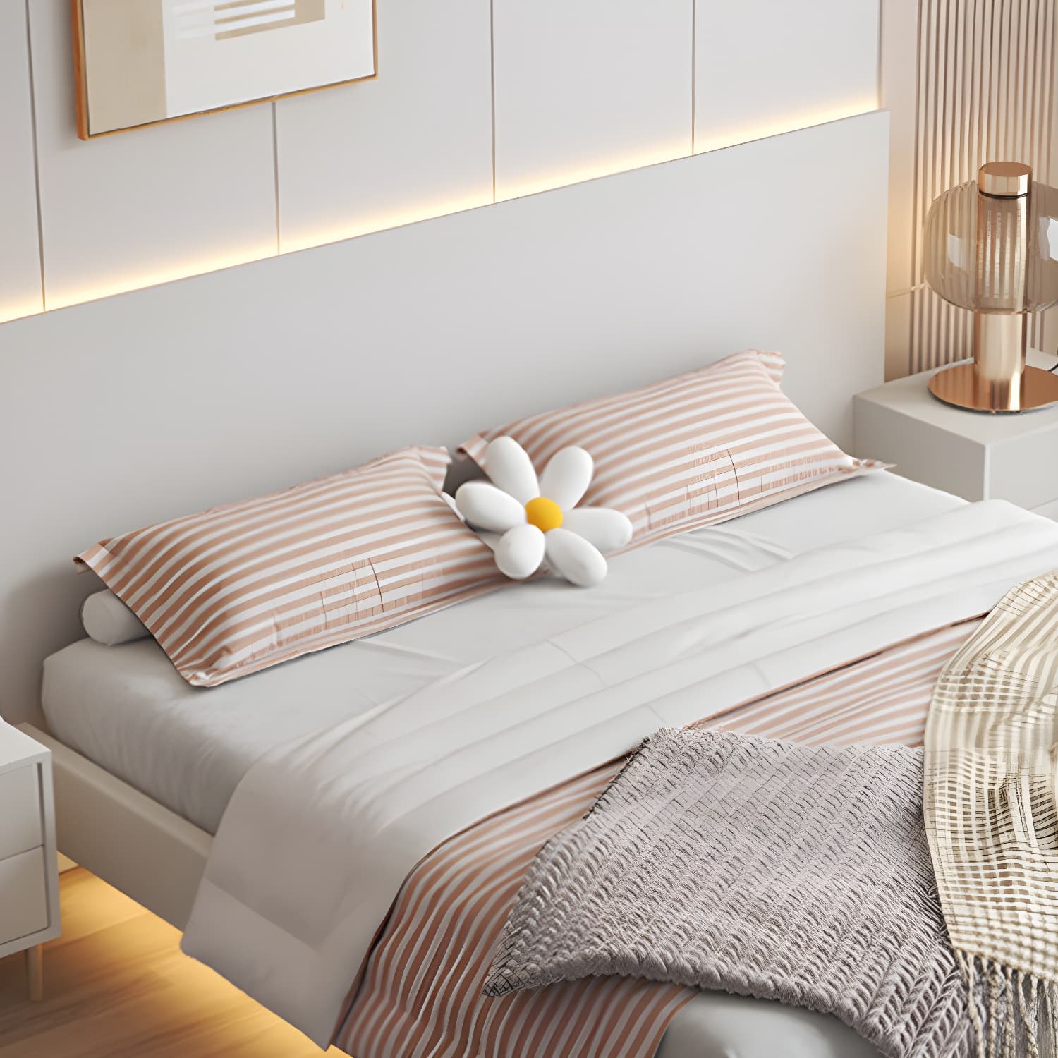 Contemporary Style White Standard Bed Pine Wood Platform Bed Frame - image 7