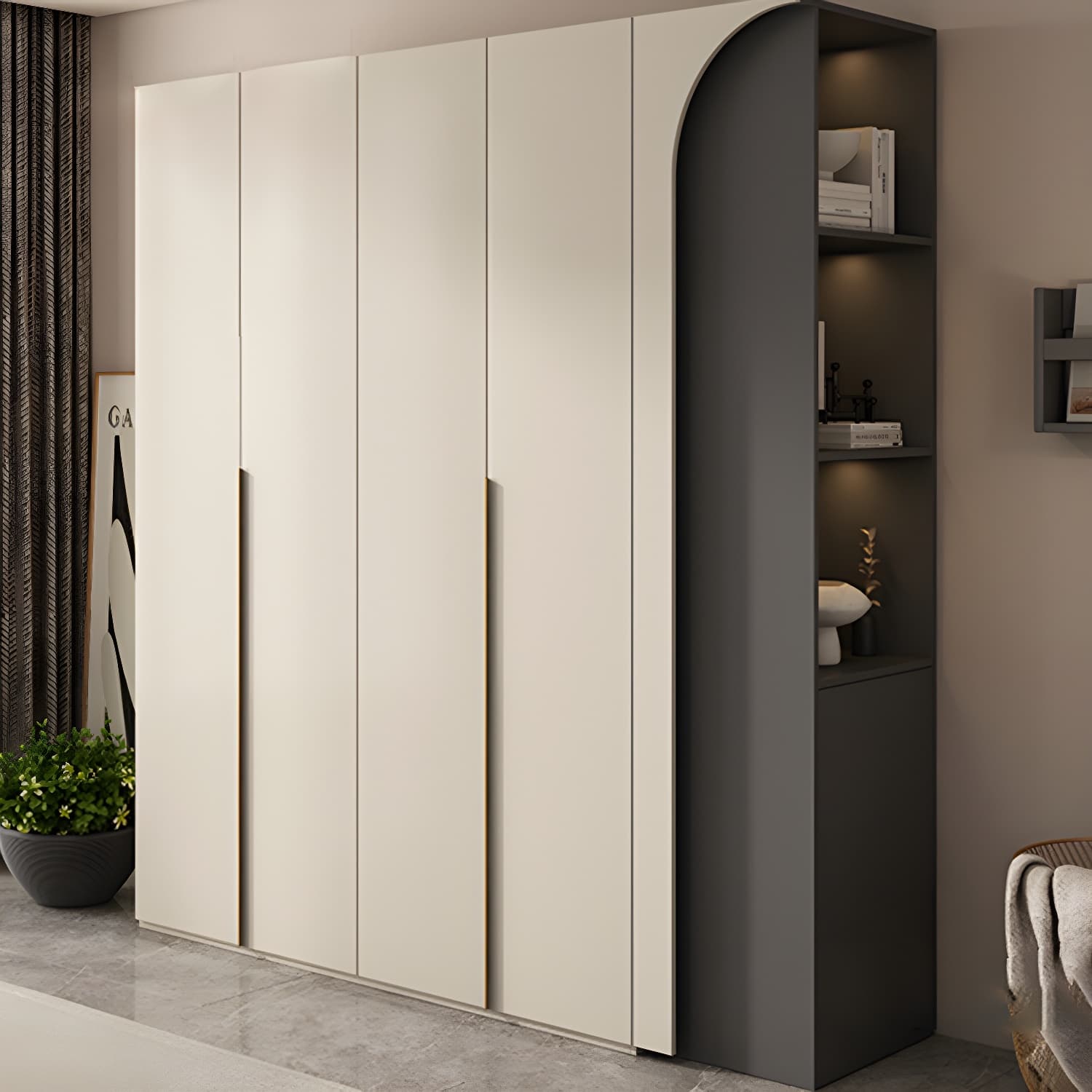 Modern Grey Wood Armoire with Solid Construction and Limited Warranty - image 13