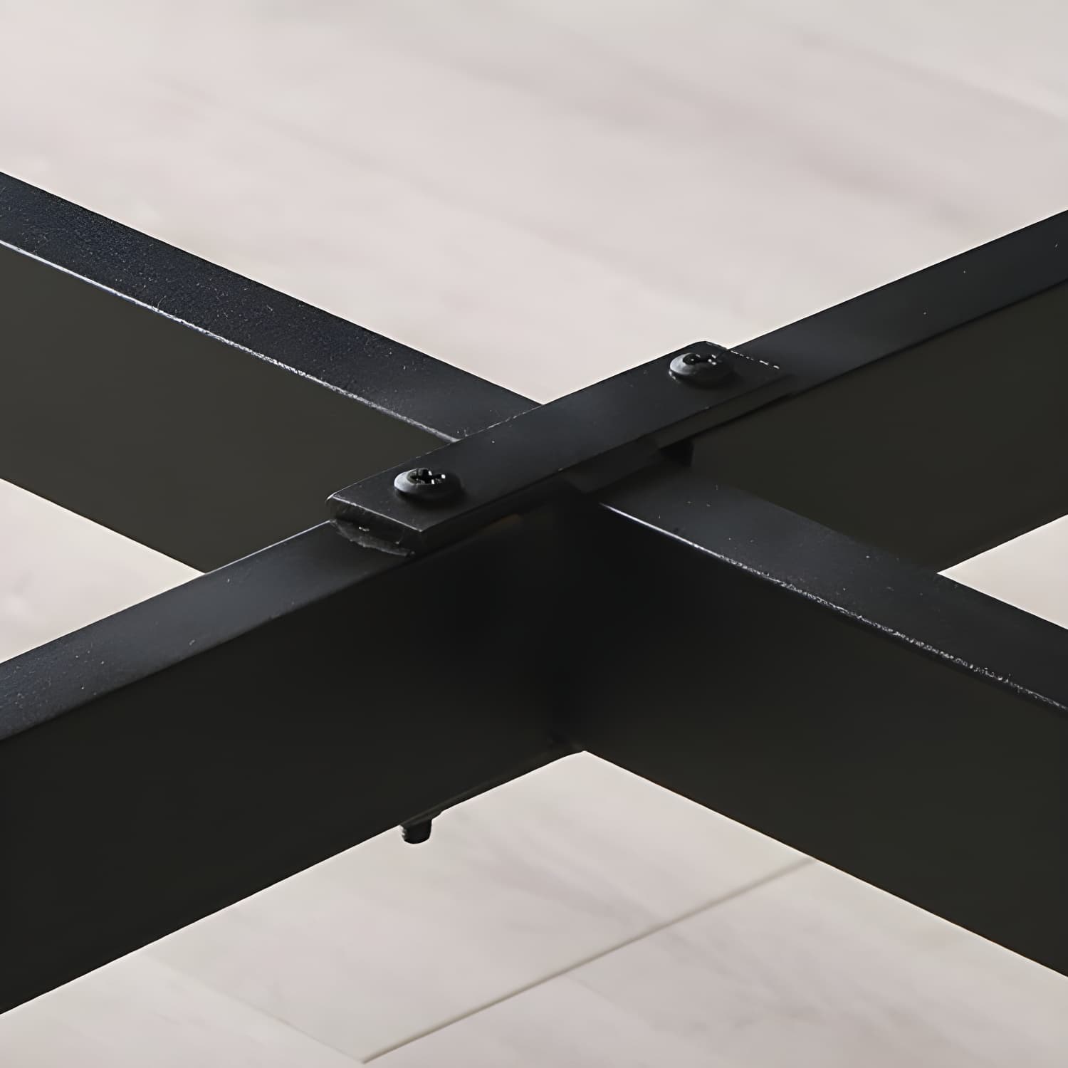 Modern Foldable Manufactured Wood Round Top Dining Table with Movable Steel Black Trestle - image 9