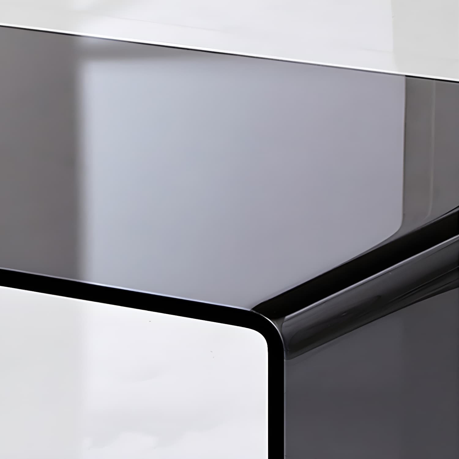 15.7"H Modern Sled Base White/black Glass Square Coffee Table with Shelf - image 7