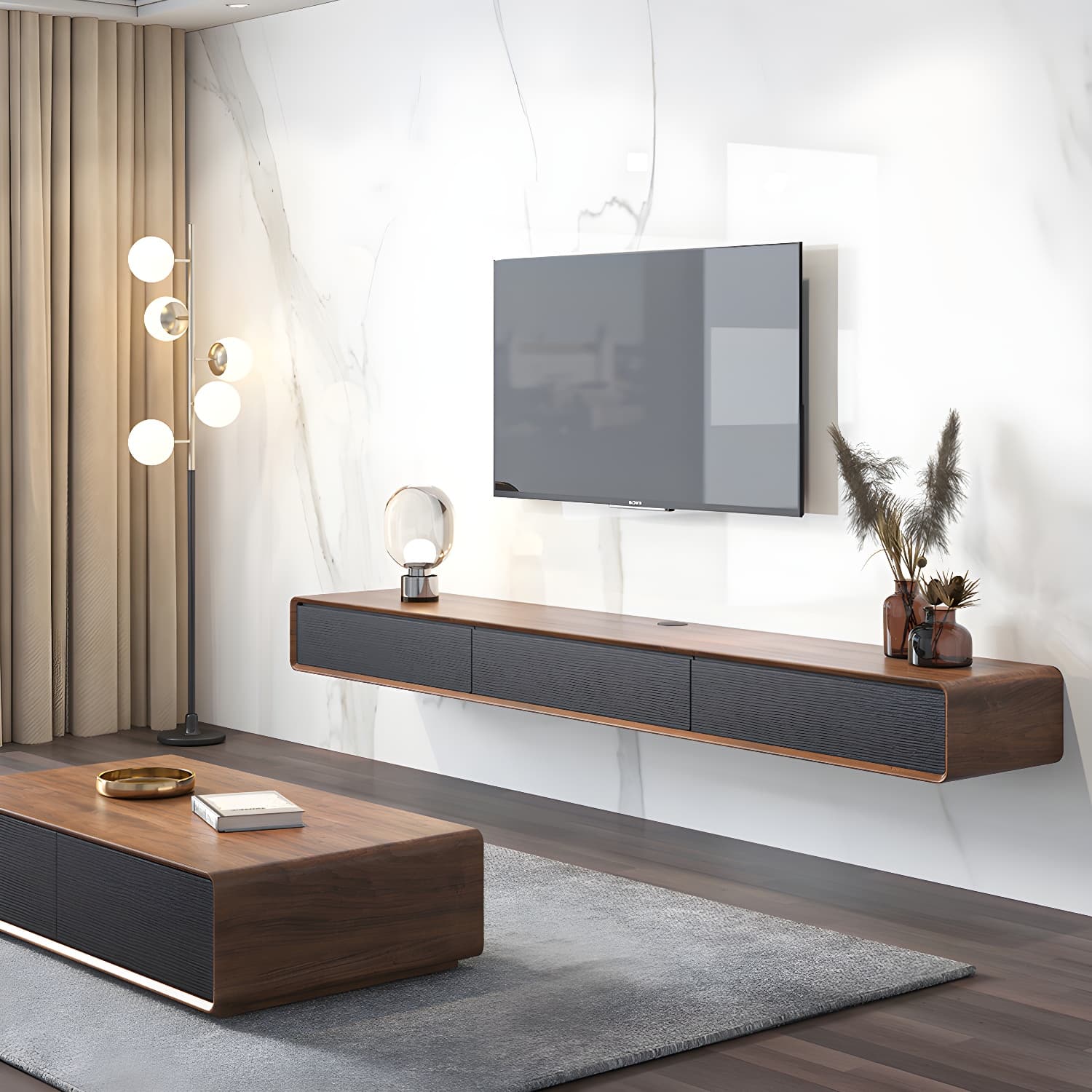 3 Doors Scandinavian TV Media Stand Wall-mounted TV Media Console - image 3