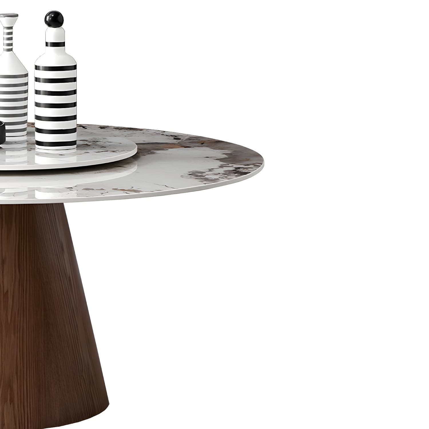 Round Sintered Stone Dining Table Stone Table in White with Pedestal - image 12