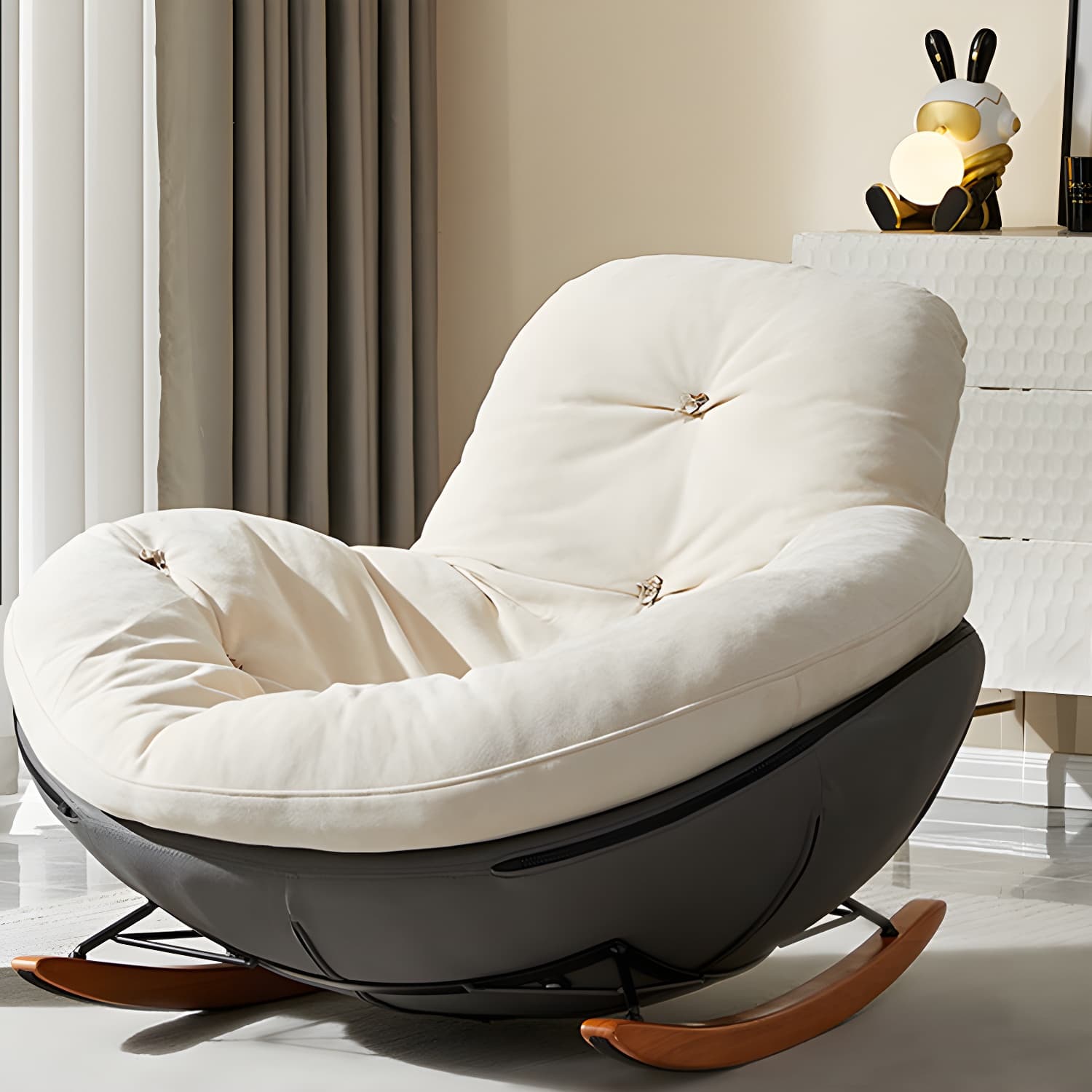 Modern Upholstered Metal Rocking Chair for Chic and Comfortable Seating Experience - image 4