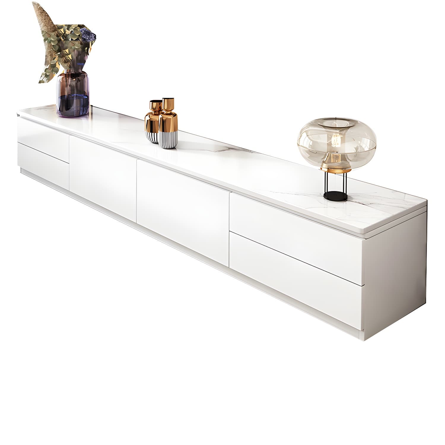 Stone Contemporary with Drawers Wood with Cabinet Media Console - image 9