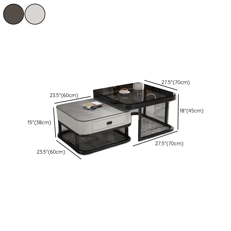 Foyer Use Glam Style Square Structure Double Nesting Coffee Table - image 15