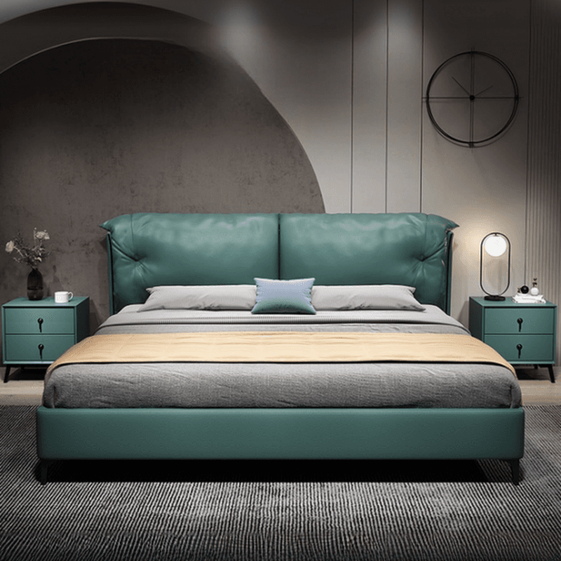 Lime Green Solid Color Timber Storage Bed/Platform Bed for Living Room