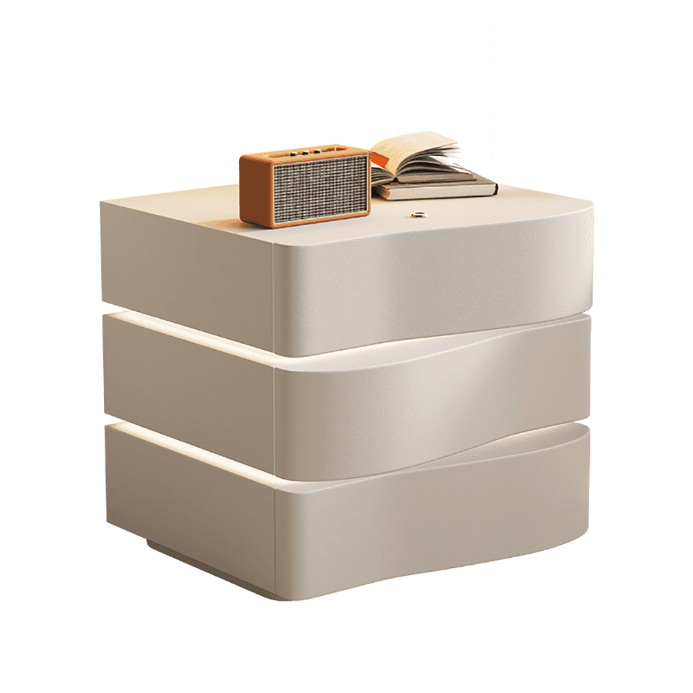 Organic Modern Drawer Storage Nightstand Synthetic Leather Illumination Light - image 4