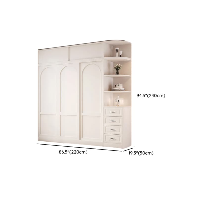 Contemporary White Engineered Wood Cabinet Armoire with Multiple Drawers, Interior Shelves, and Hanging Rod - image 31
