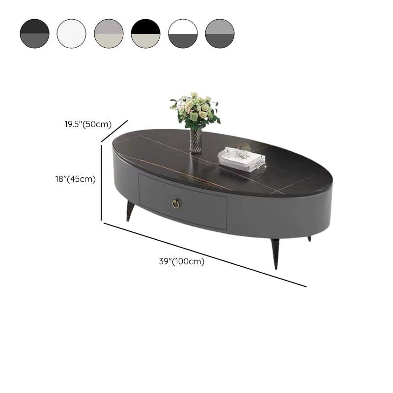 Single Stone Oblong Side Table with Four Legs, Midnight Black/Gray/Chalk, 1 Drawer for Foyer - image 11