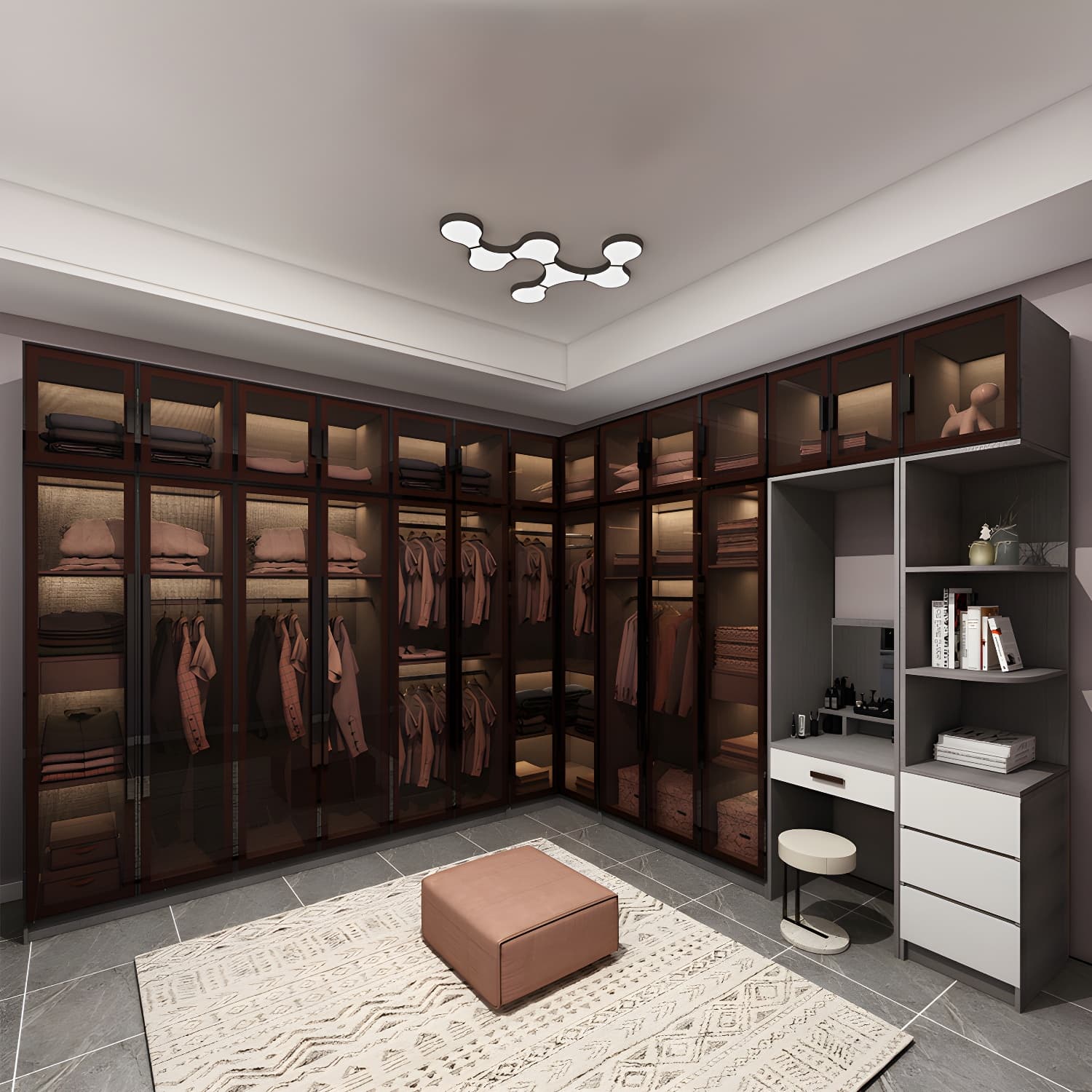 Modern Glass Hinged Doors Wardrobe Armoire Wood Frame Wardrobe with Shelves without Light - image 4