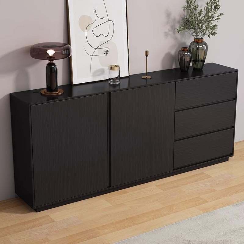 Sideboard with 3 Drawers, Cabinet, Standard Narrow Sizes, Four Internal Shelves, Wood Countertop, and 2 Doors - image 4