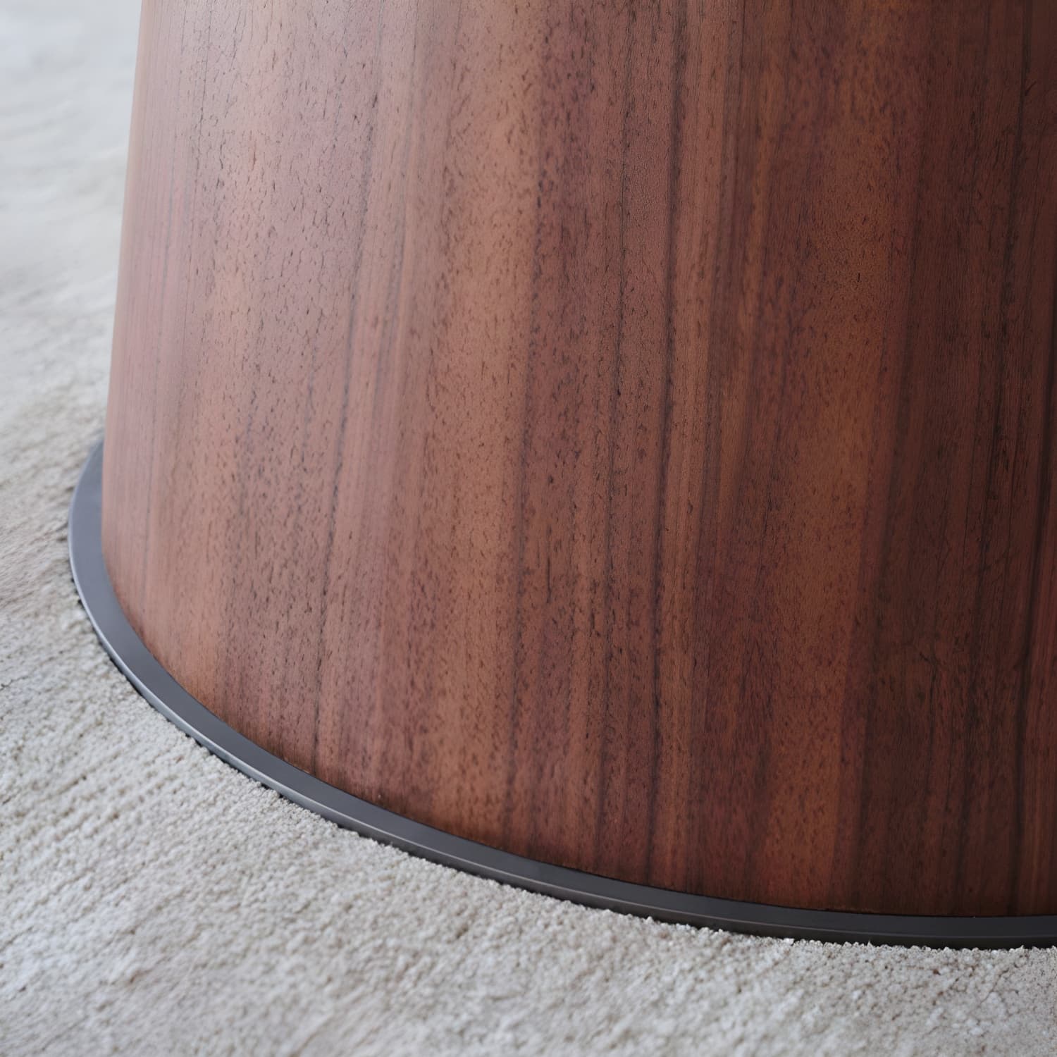 Modern Round Dining Table White Stone Tabletop with Wood Pedestal Base - image 9