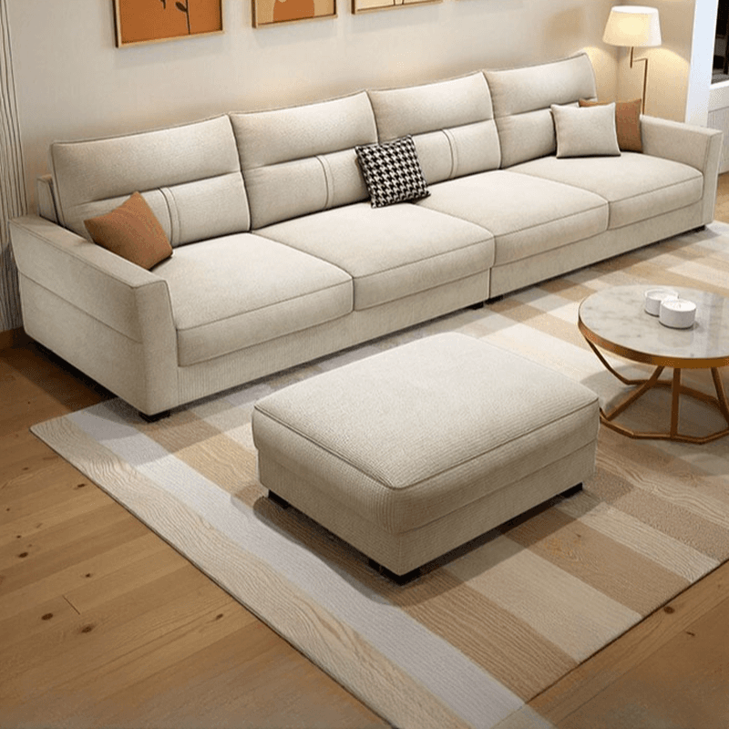 Standard Sofa/Single Sofa with Loose Back, Flannel Upholstery in Light Gray, Arm Included, 4/3 Pillows