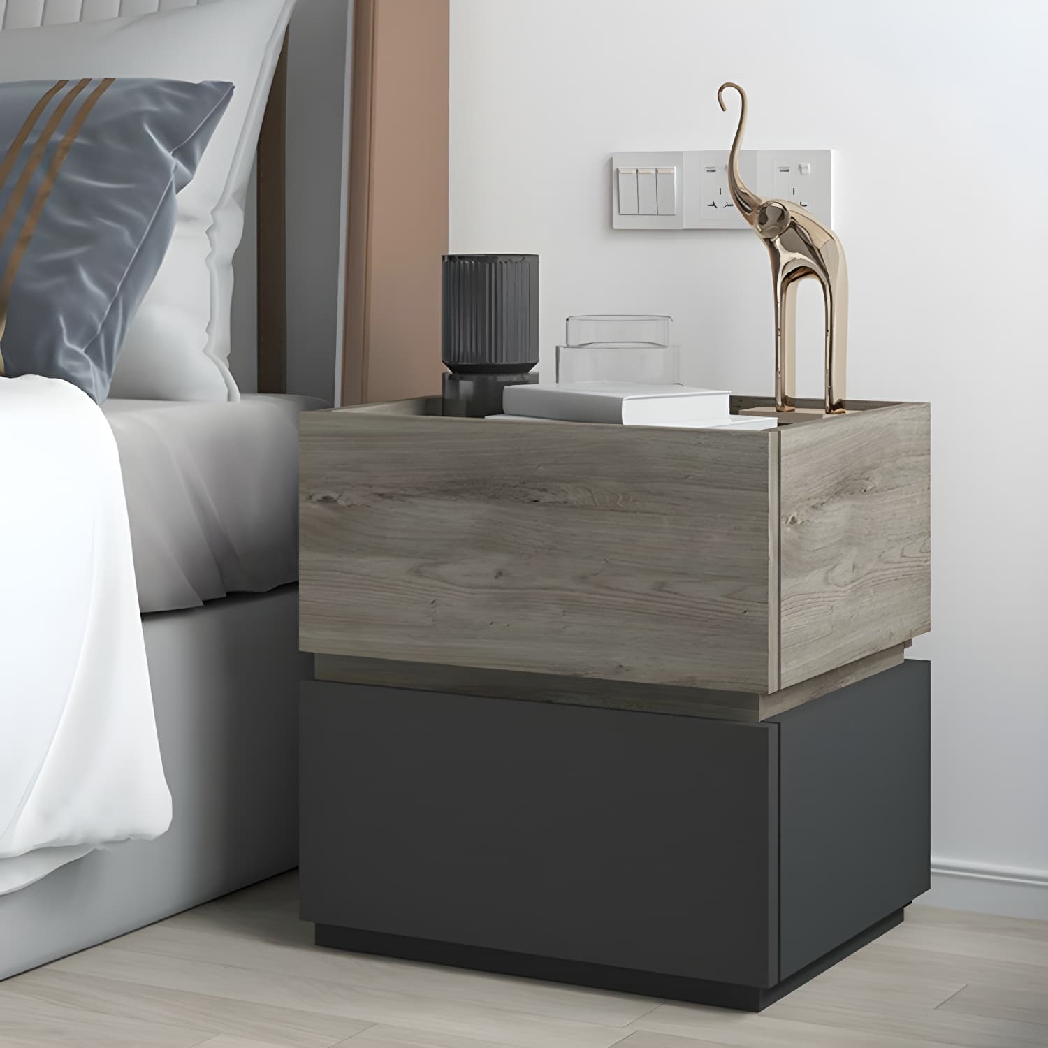 19.1" Tall 2 - Drawer Nightstand Wooden Accent Table Nightstand for Bedroom - image 17
