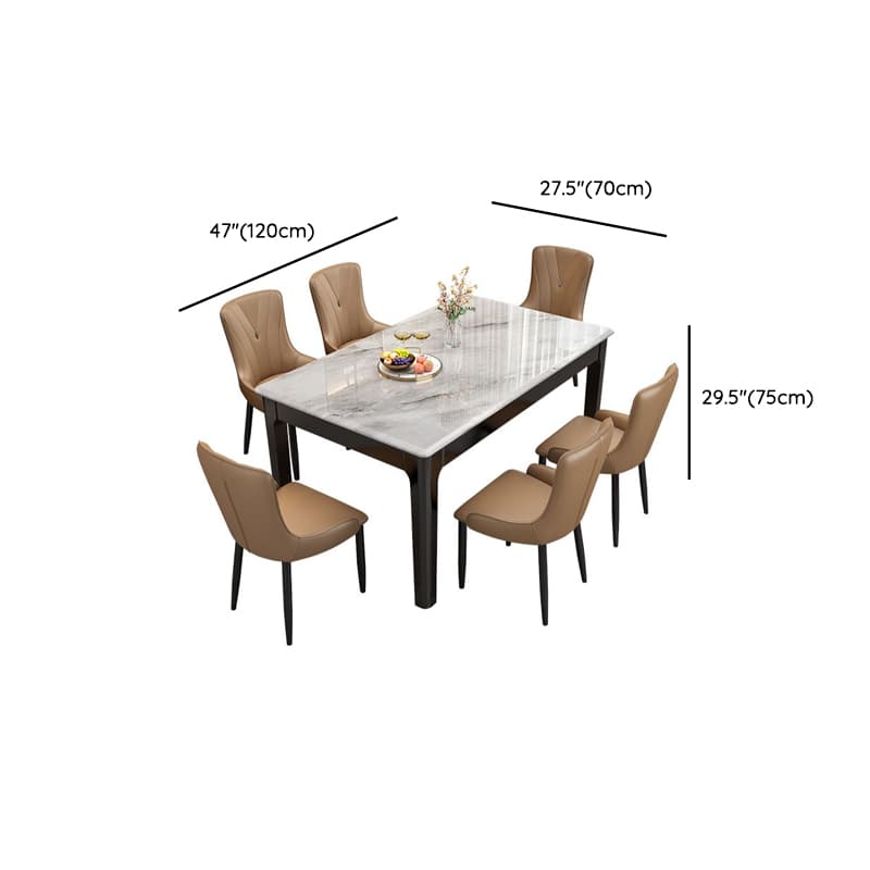 Contemporary 7 Piece Rectangle Dining Table Set with 4-Leg Base - image 7