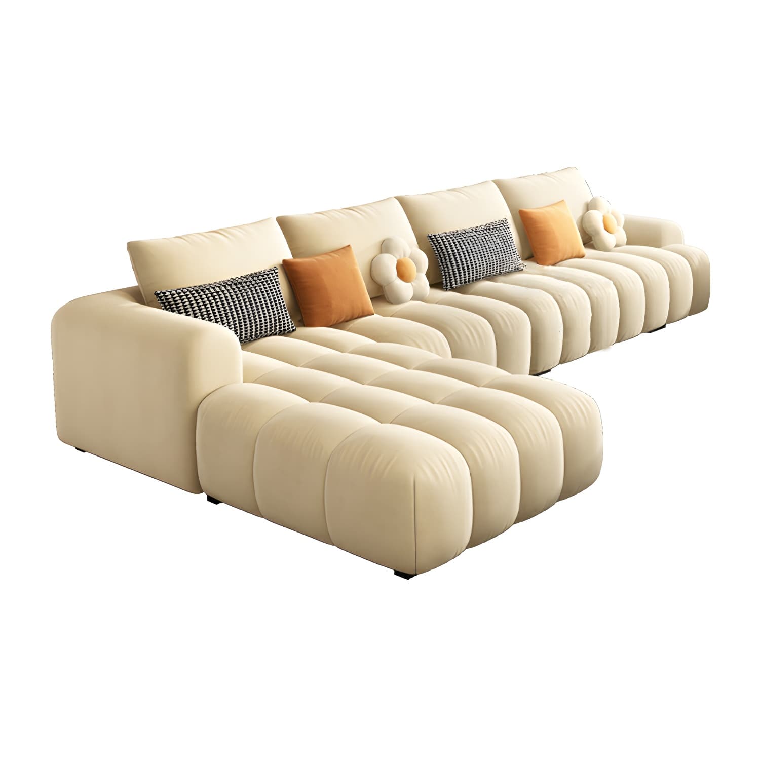 Modern Suede Sectional Sofa with Black Pine Wood Frame and Scratch Resistant Design - image 9