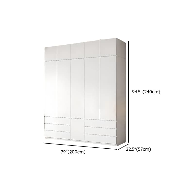 White Contemporary Alloy Cabinet Armoire with 3/6/9 Drawers, Flexible Shelf, and Hanging Rod - image 23