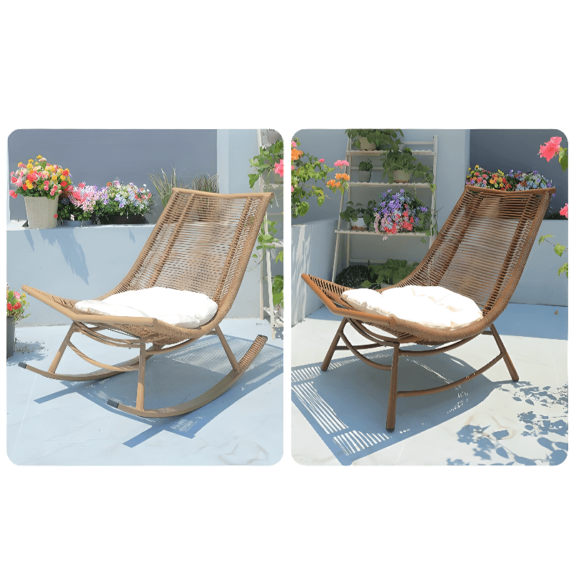 Cocoa Craftsman Wicker Front Porch Rocking Chairs with Separable Pillowcase - image 10