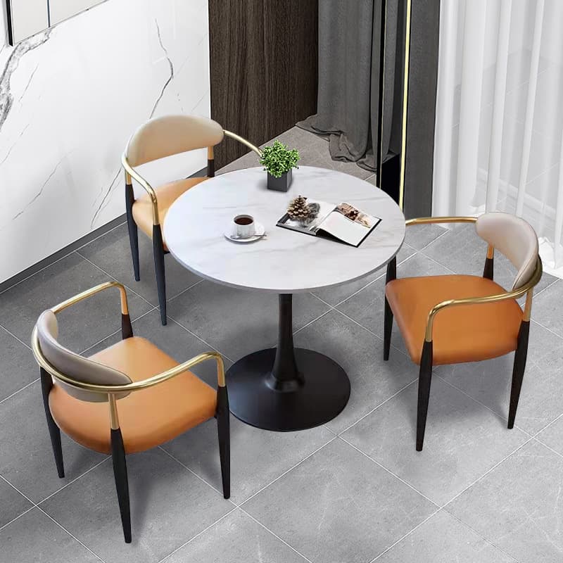 Faux Leather/Velour Upholstered Arm Chair with Arms and Black Legs in a Casual Style - image 9