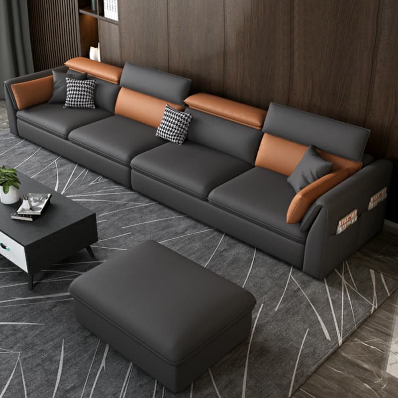 Gray Tech Cloth Large Over 109 in Pine Wood Non-Tufted Pocket Storage Gray Sectionals - image 17