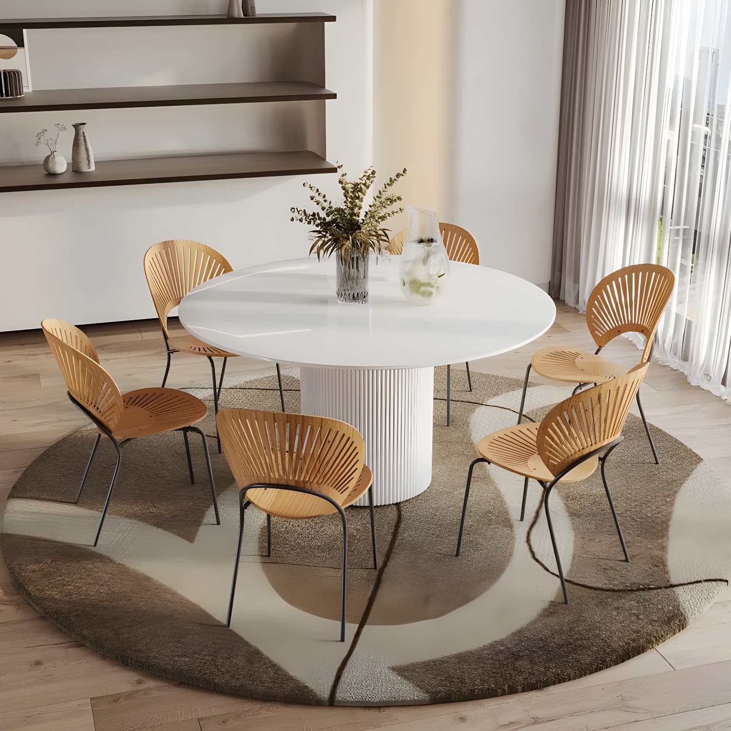 Modern 1/4/5/7 Pieces Dining Set Round Stone Dining Table for Kitchen - image 3