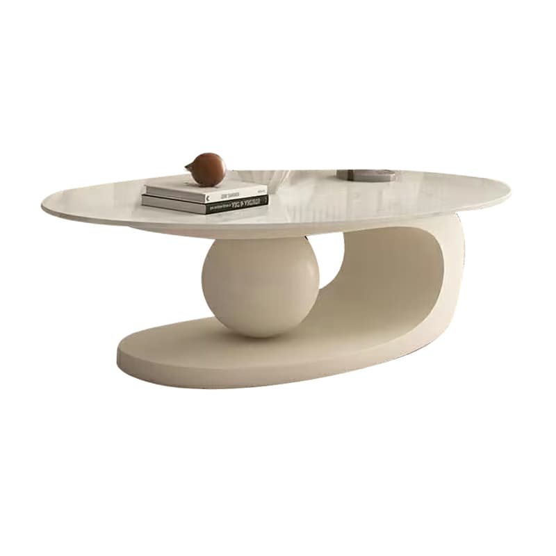 Luxurious Abstract Base Coffee Table with Elliptic Scratch-Resistant Stone Top - image 3