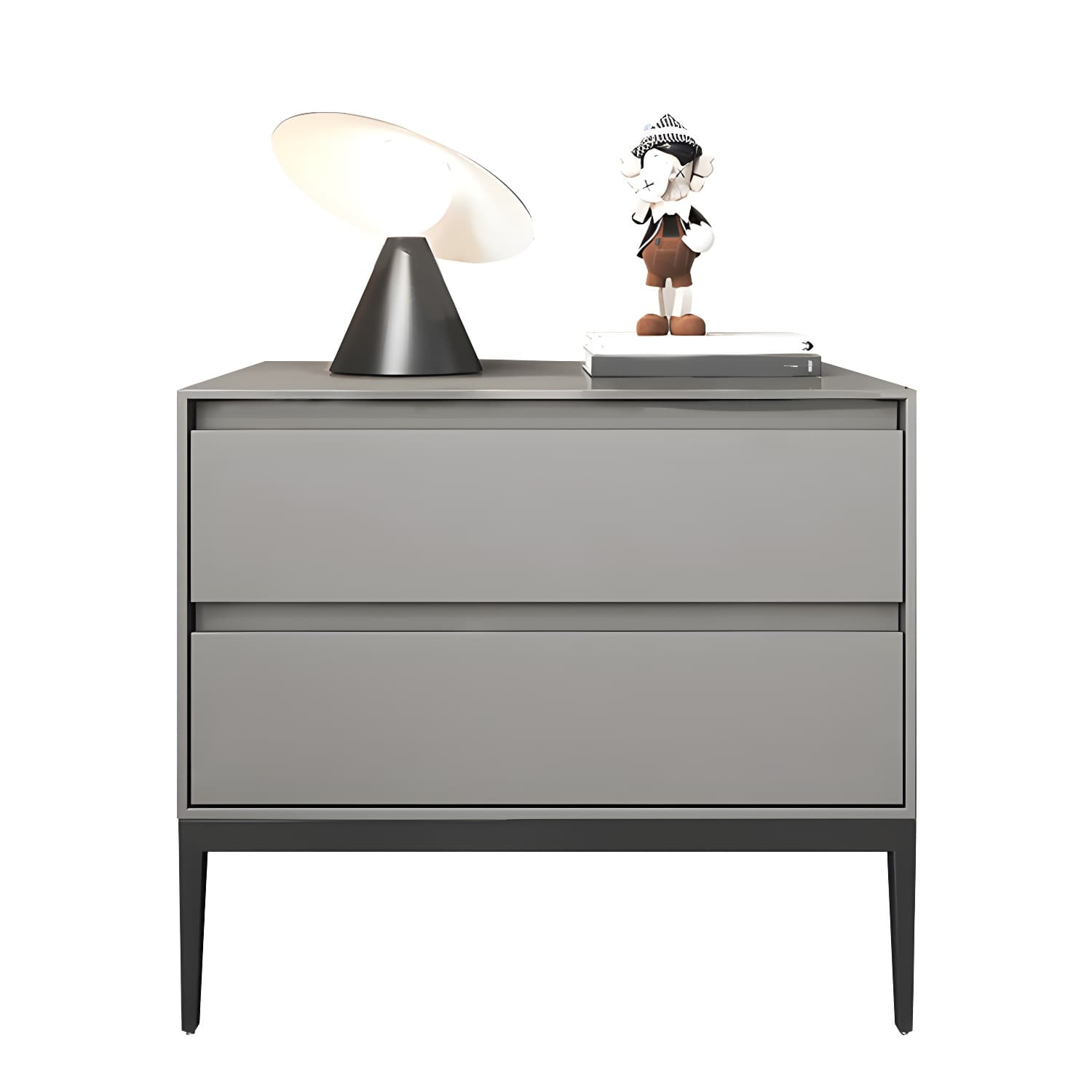 Wooden Night Table Contemporary Bedside Cabinet with 2 Drawers - image 4