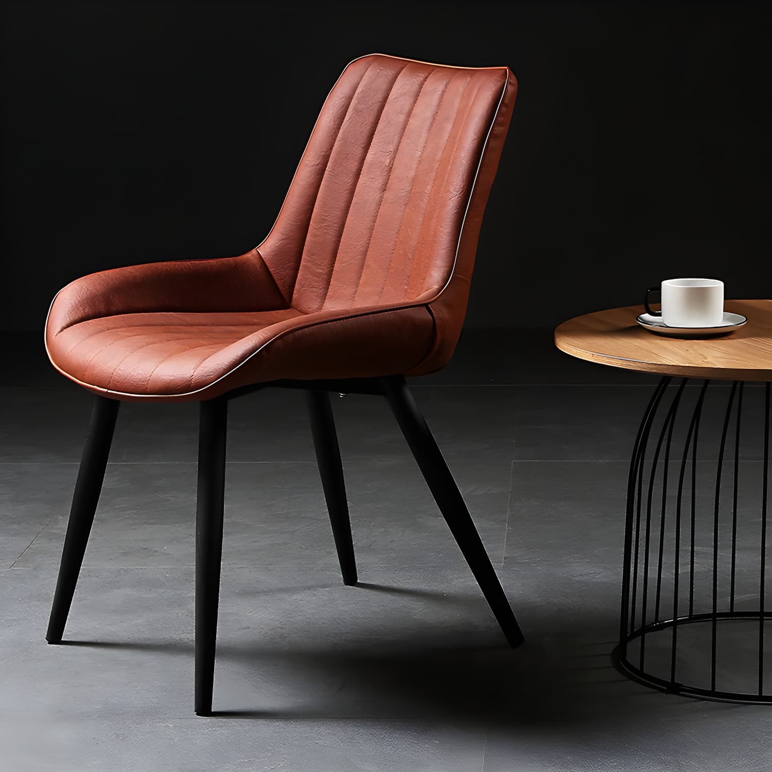 Modern Design Faux Leather Side Chair with 4 Metal Black Finish Legs Solid Back Armless Chair - image 10