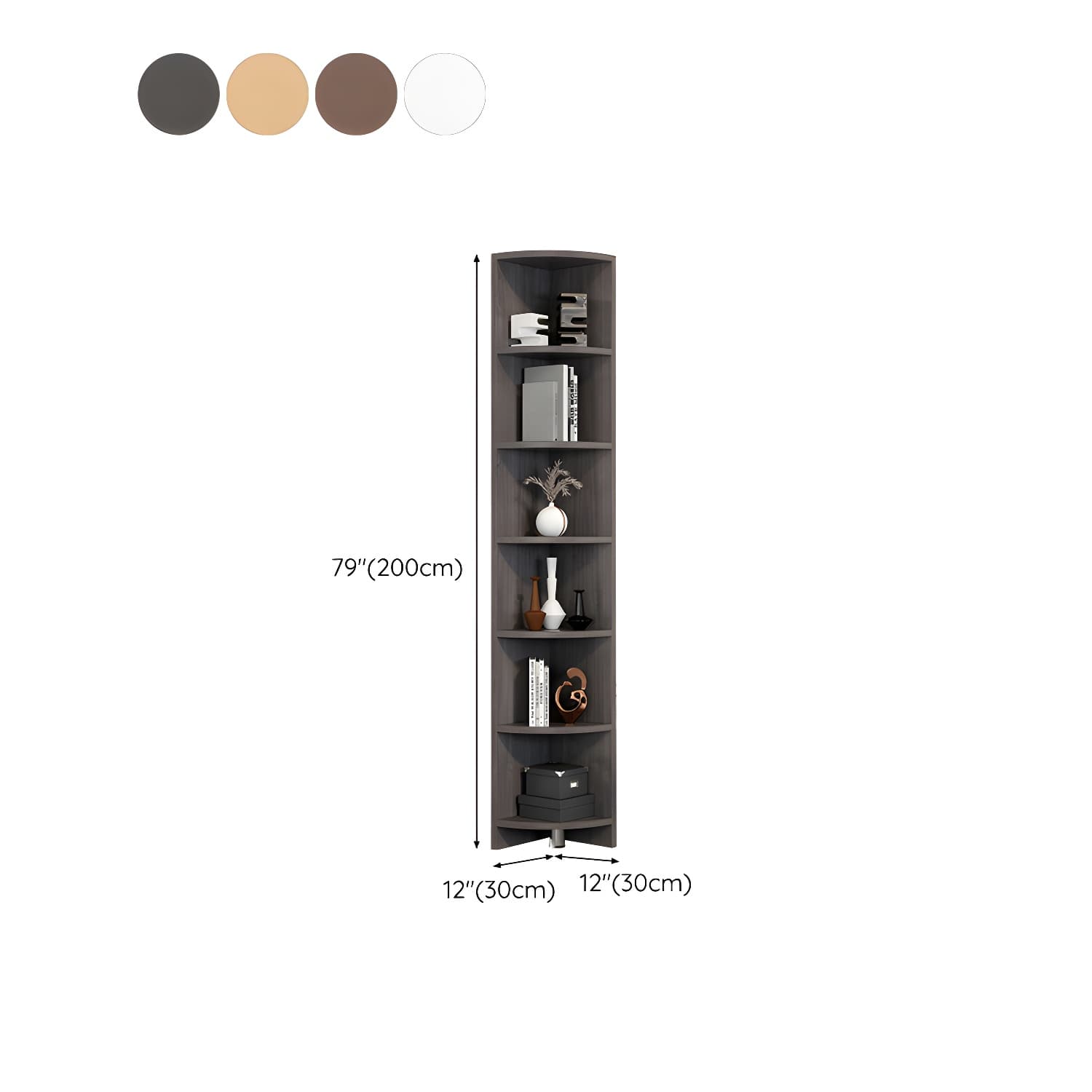 Corner Modern Accent Chest with Wood Counter Top and 6 Open Shelves without Drawers - image 17