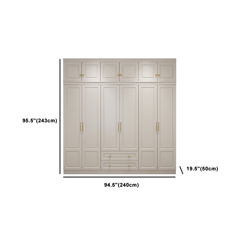 Art Deco Chalk Manufactured Wood Free Standing Interior Shelves Wardrobe with Soft Close Drawer and Hanging Rod - image 21