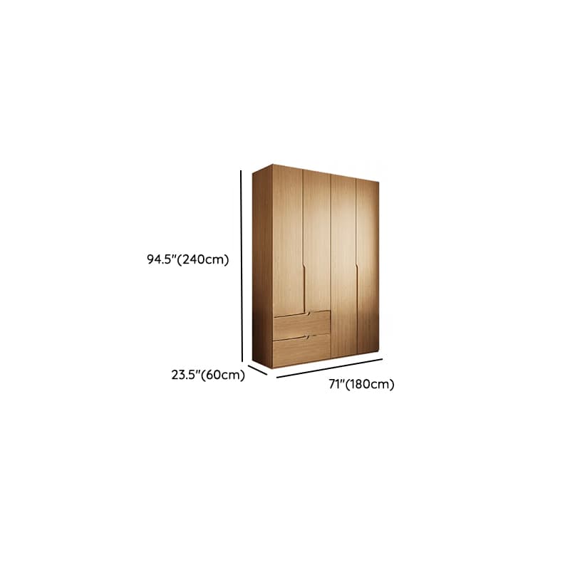 Natural Finish Minimalist Oak Wood Cabinet Armoire with Soft Close Drawer, Soft Close Door, Interior Shelves, and Clothing Rod - image 22