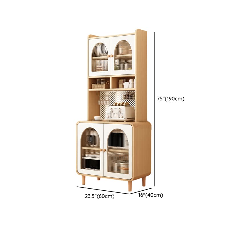 Scandinavian Wood Buffet 3 Cabinet Doors with Glass Interior Shelves - image 12
