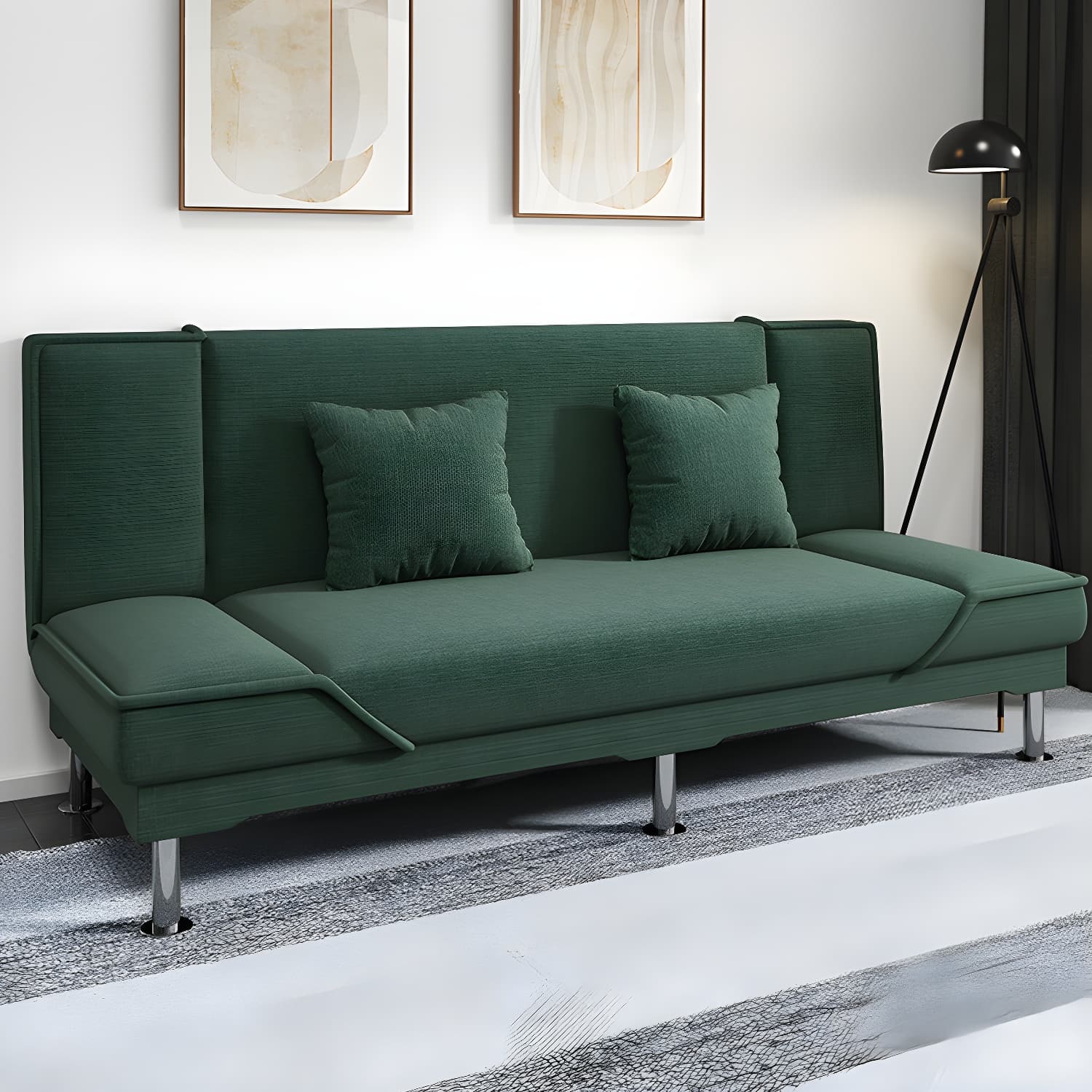 Armless Settee with Cotton Blend 19.68" W Convertible Sleeper Sofa for Living Room - image 3