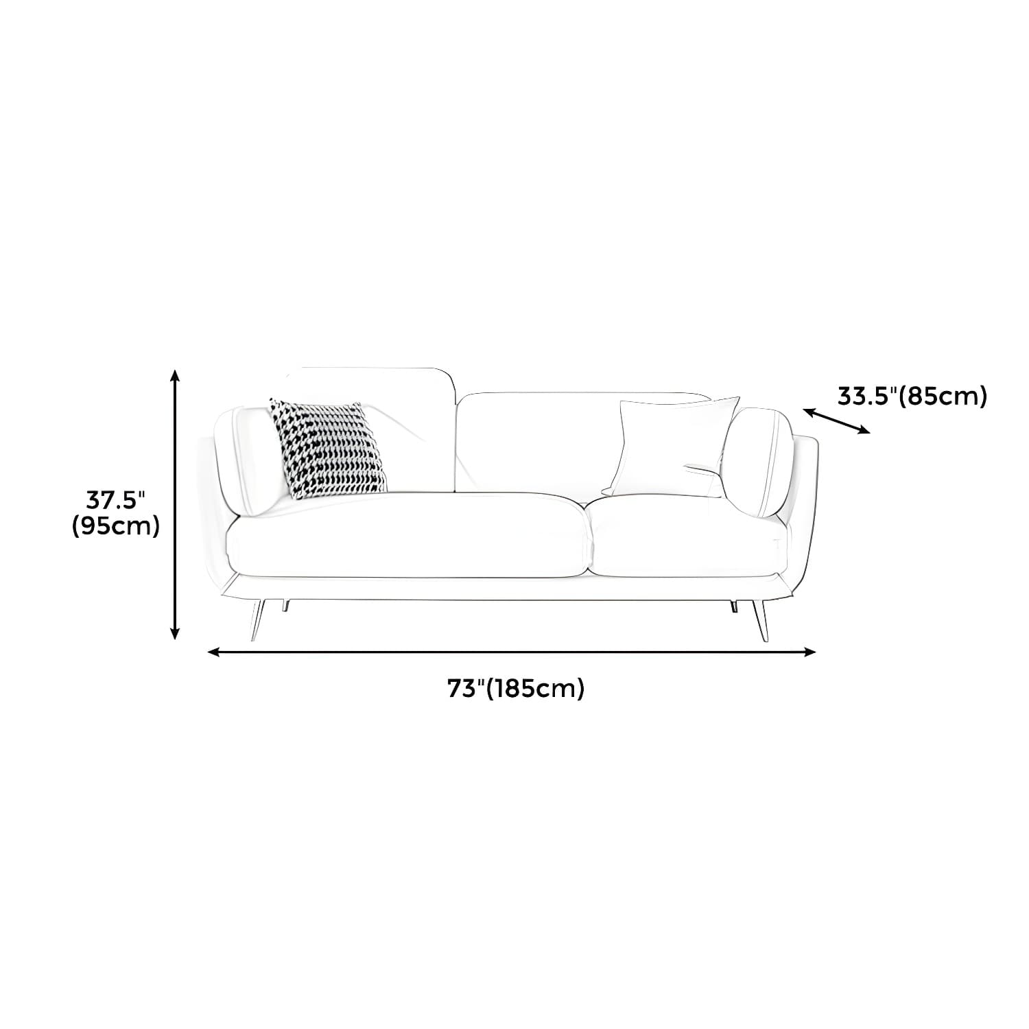 36" High Modern Velvet Square Arm Sofa with 2 Pillows Standard Sofa for Living Room - image 17