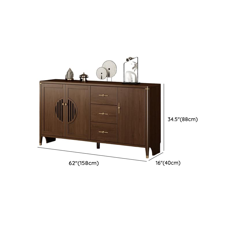 Espresso Standard/Wide/Narrow Timber Sideboard with 4 Doors/3 Doors/2 Doors, Adaptable Shelf and Pantry Hutch, 3 Drawers/6 Drawers/2 Drawers Included/Not Included - image 26