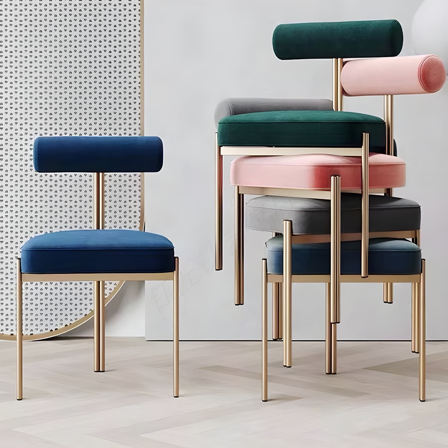 Stackable Upholstered Low-Back Side Chair with Metal Legs and Polyurethane Upholstery - image 10
