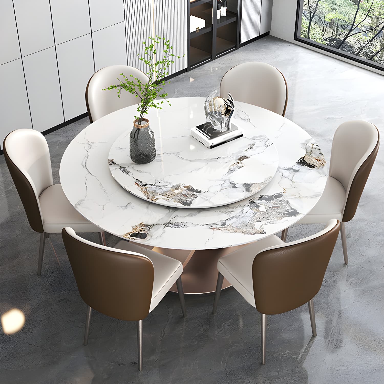 Modern 1/4/7 Pieces Dining Table Set with Sintered Stone Top Stainless Steel Dinette Set - image 3