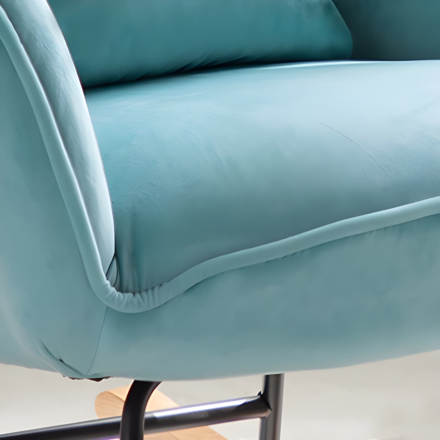Scandinavian Rocking Chair with Wing Back and Wood Legs, Pillow Included - image 14