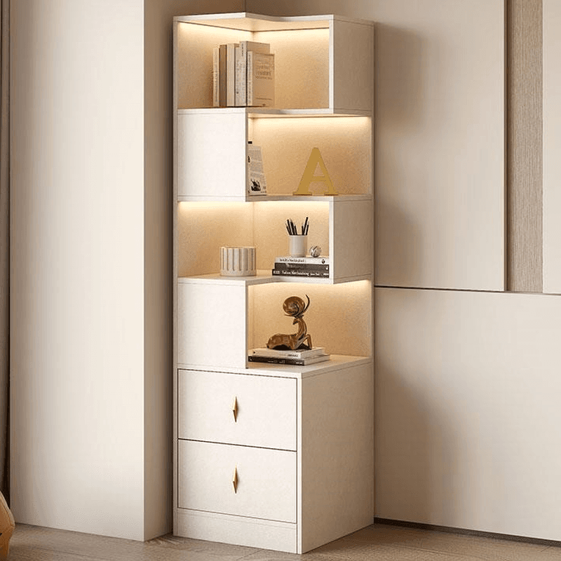 Modish Timber White/Ink/Gray Nook Accent Chest with 4 Exterior Shelves & Soft Close Drawer - image 4