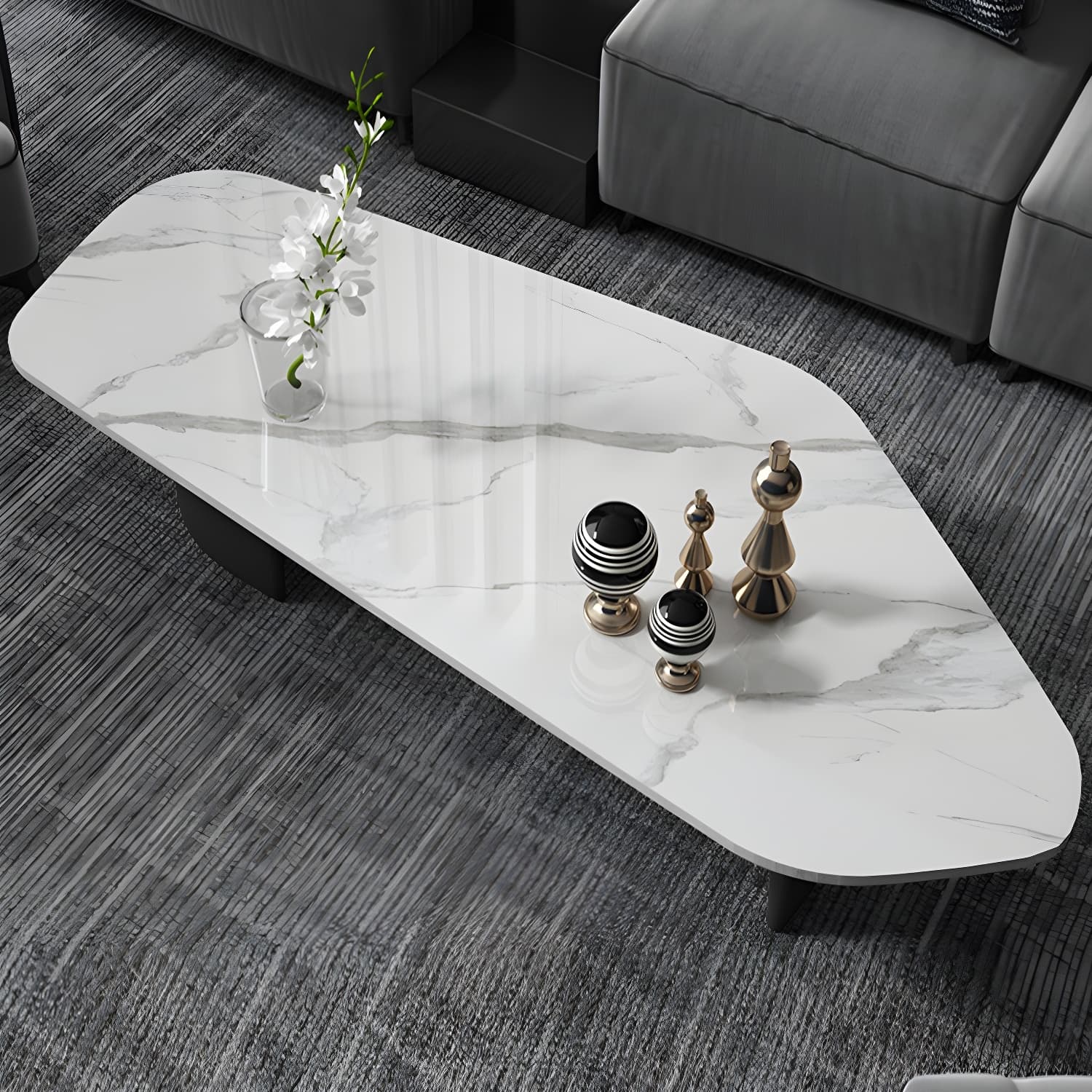 Glam Irregular Slate Top Cocktail Table Sled 15.7" H Coffee Table - image 5