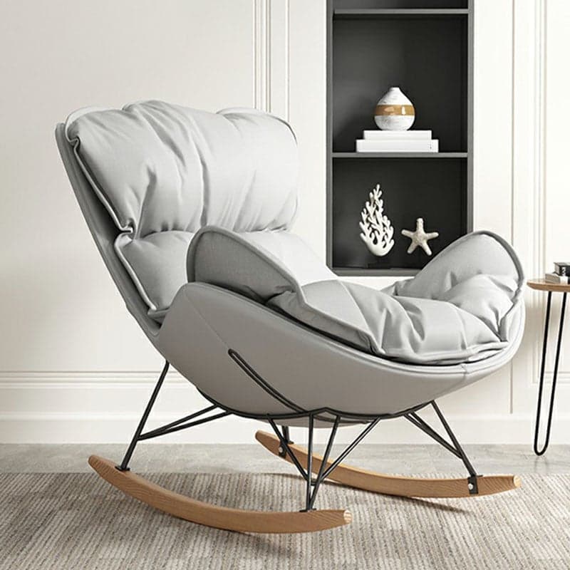 Stylish and Modern Upholstered Rocking Chair with Natural Wood Legs - image 3